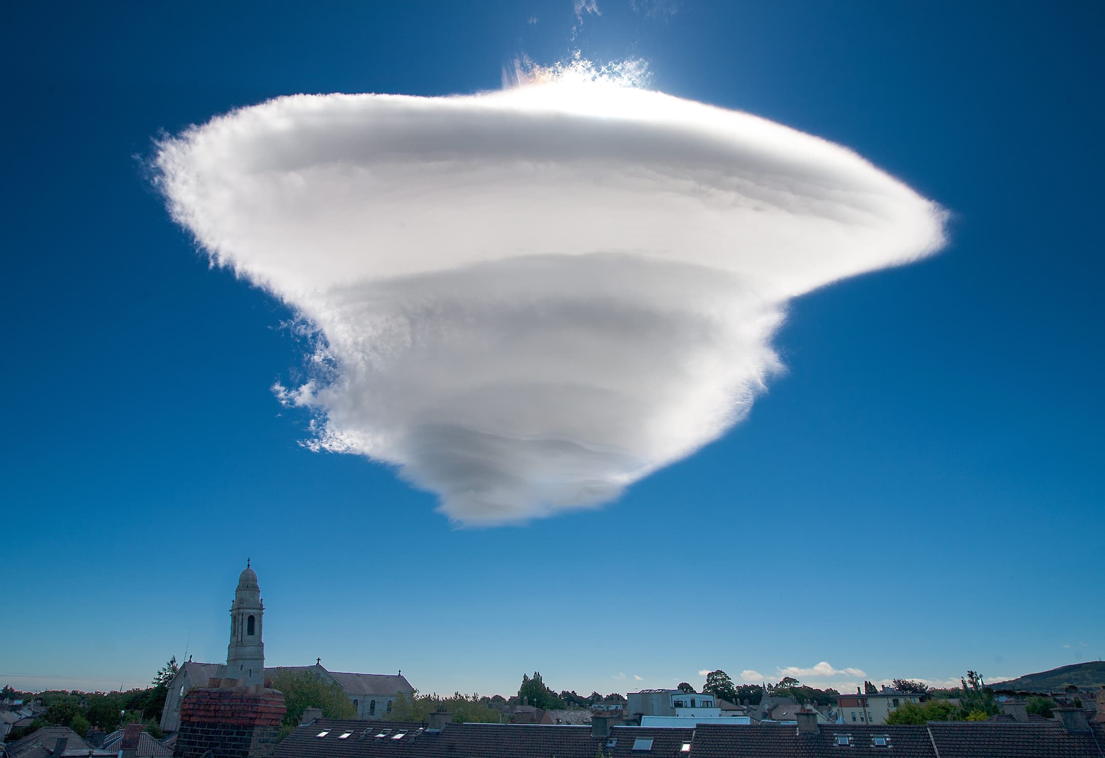 A Lenticular cloud floats over Dublin.